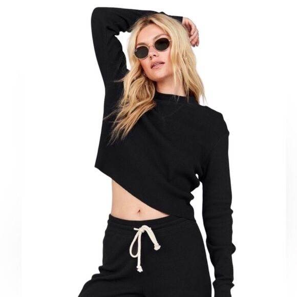 MATE The Label 2 Piece SET Organic Cotton Waffle Cropped Top and Wide Leg Pant